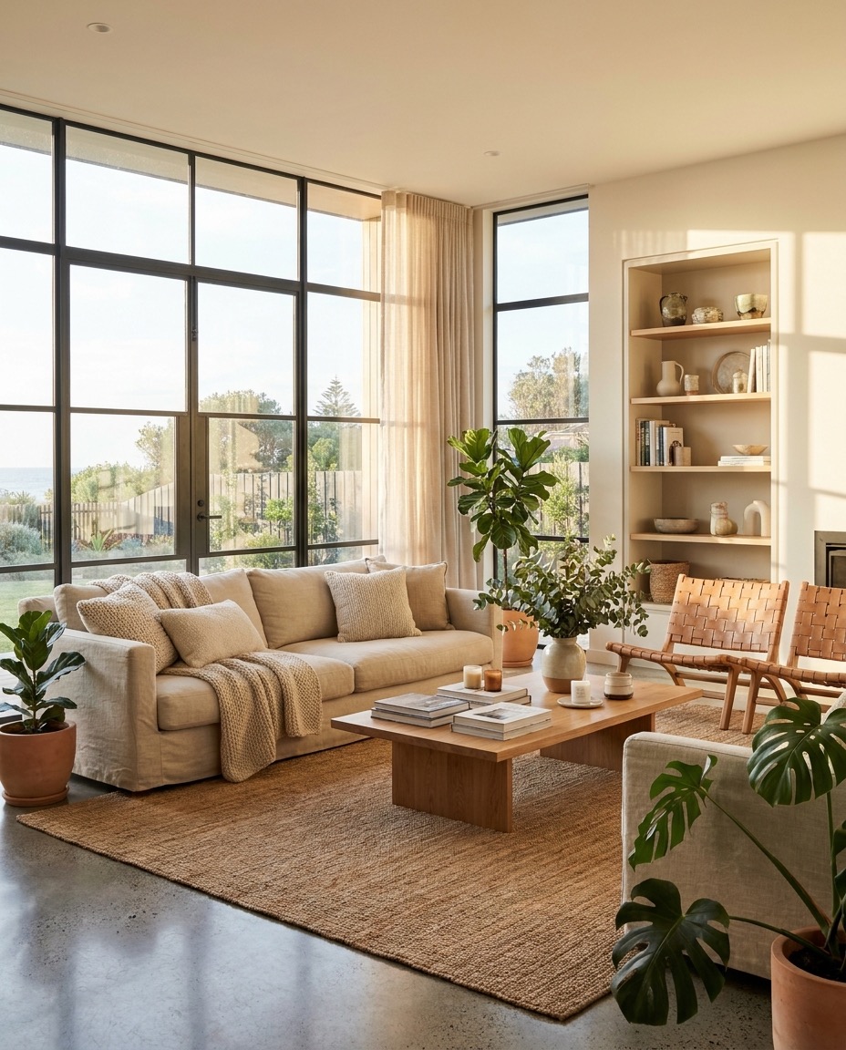 A beautifully styled, light-filled living room ready for the listing