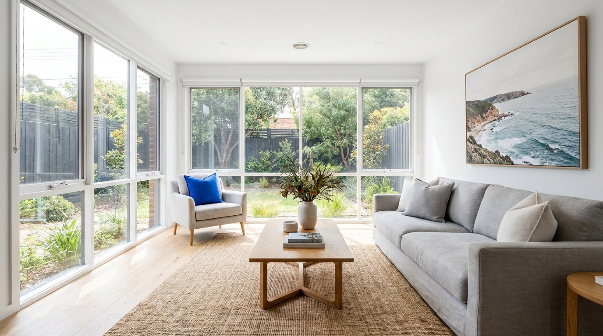 Freshly presented Australian living room styled for sale